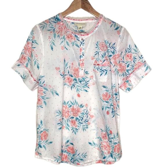 Appleseed's Size Small Floral Lace Trimmed Pajama Set - Picture 2 of 5